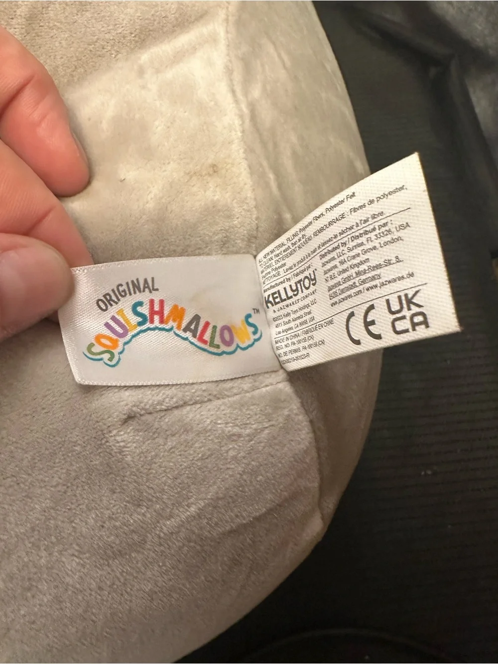 Squishmallows Gray and Cream Plush Character Pillow